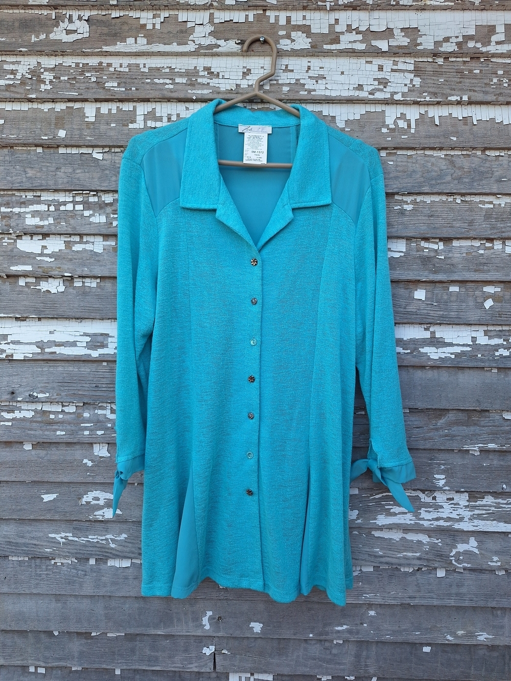 Tropical Teal Button-Front Women's Shirt - Soft Collared Tunic